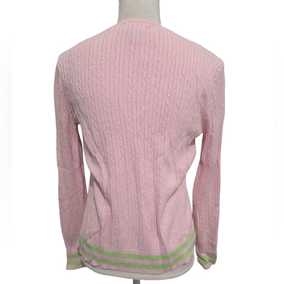 Alexandra Bartlett Pink and Green Cable Knit Cardigan Set Size Medium - Picture 4 of 5